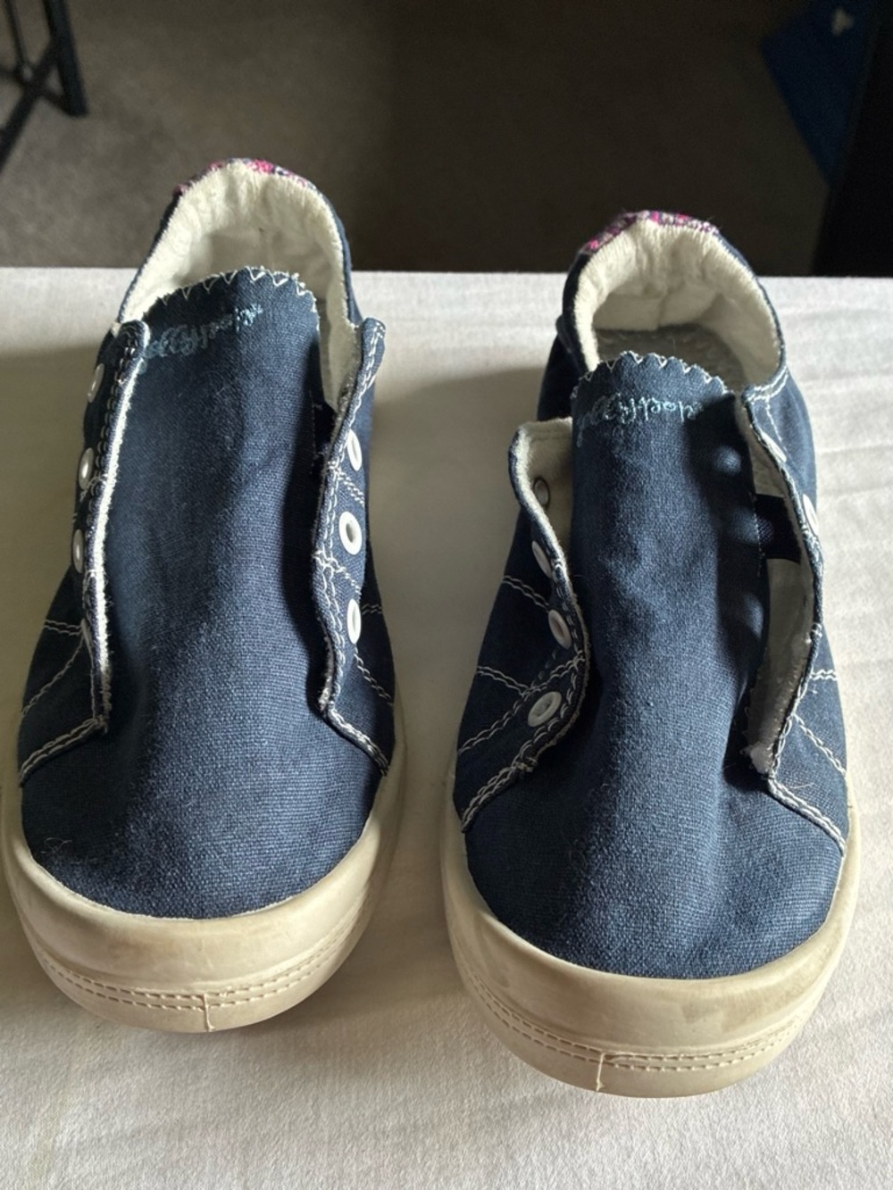Women Navy Canvas Slip-On Sneakers